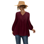 Women's Blouse Shirt with Button Details and Loose Fit
