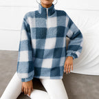 Women's Fleece Pullover with High Collar and Full-Length Zipper