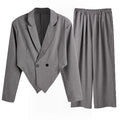 Women's Business Set with Asymmetrical Blazer and Pleated Pants
