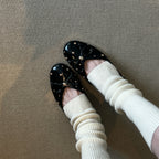 Women's Ballet Flats with Bow Accent and Sparkling Beads