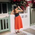 Women's Sleeveless Maxi Dress with High-Quality Bodice and Voluminous Skirt