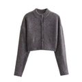Women's Cropped Cardigan with Modern Buttons