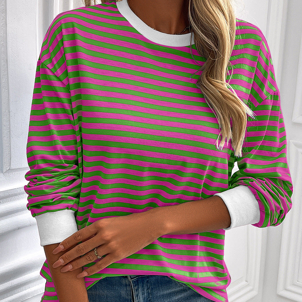 Women's Striped Long-Sleeve Sweater with Casual Fit