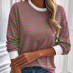 Women's Striped Long-Sleeve Sweater with Casual Fit