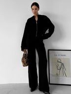 Women's Comfortable Knit Ensemble with Wide Cut