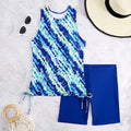Women's Swimwear Set with Tank Top and High-Waisted Shorts