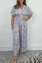 Flowy Paisley Print Jumpsuit with Waist Detail