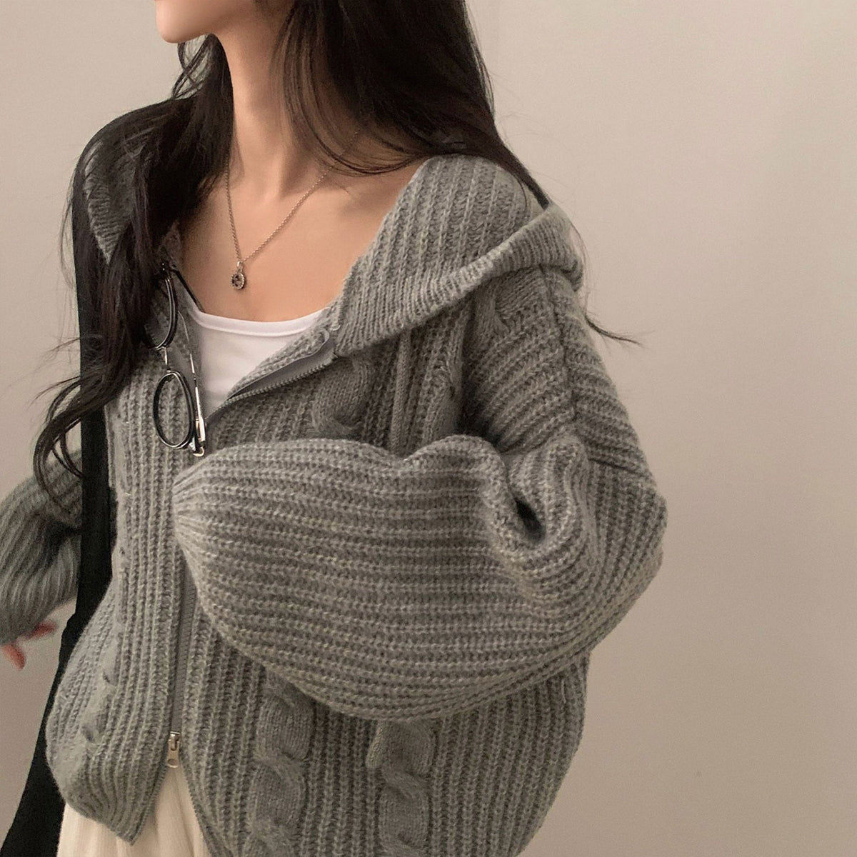 Women's Hooded Zip-Up Cardigan