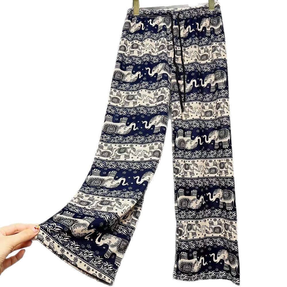 Women's Harem Trousers with Colorful Elephant Pattern