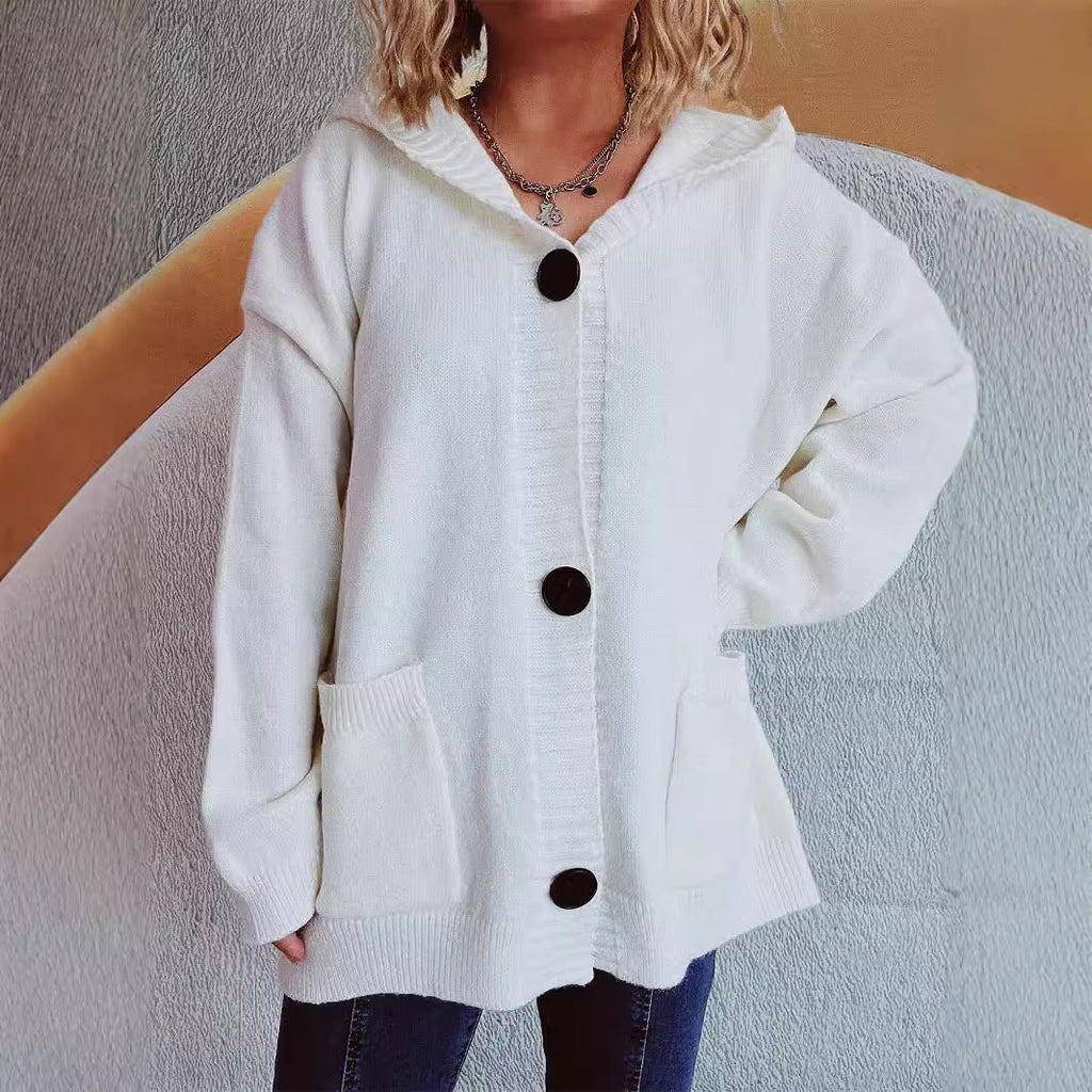 Women's Comfortable Hooded Cardigan with Pockets