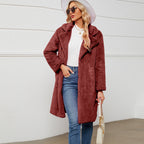 Elegant Faux Fur Coat with Deep Collar