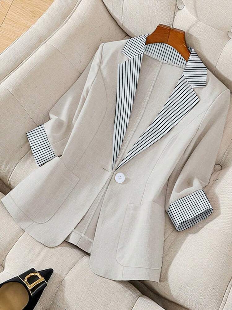 Women's Elegant Linen Blazer Jacket