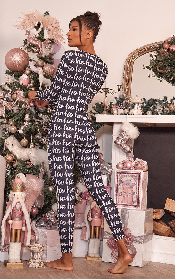 Women's Cozy Long-Sleeve Holiday Jumpsuit