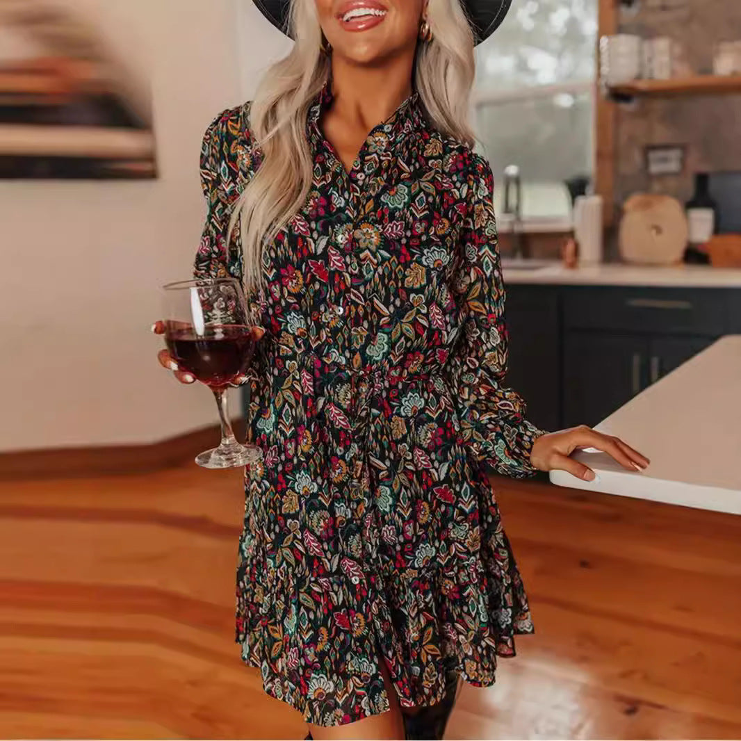 Women's Blouse Dress with Floral Design