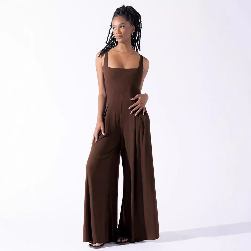 Women's Wide-Leg Jumpsuit with Deep Back