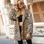 Women's Elegant Leopard Print Faux Fur Jacket