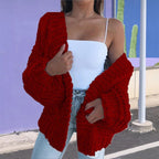 Women's Chunky Knit Cardigan with Casual Cut and Deep Pockets
