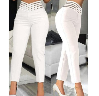 High-Waisted Trousers with Decorative Detail