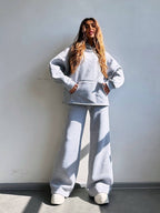 Women's Oversized Hoodie and Wide Leg Leisure Pants