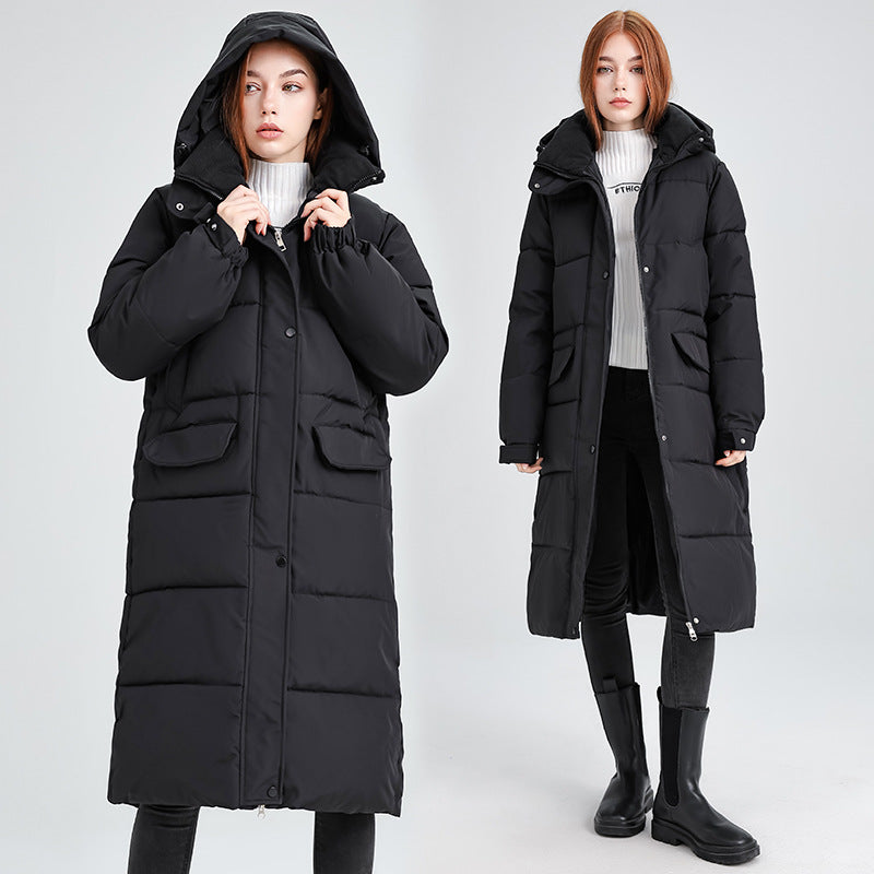 Women's Long Insulated Winter Jacket with Hood