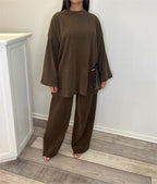 Women's Comfortable and Stylish Ribbed Knit Lounge Set