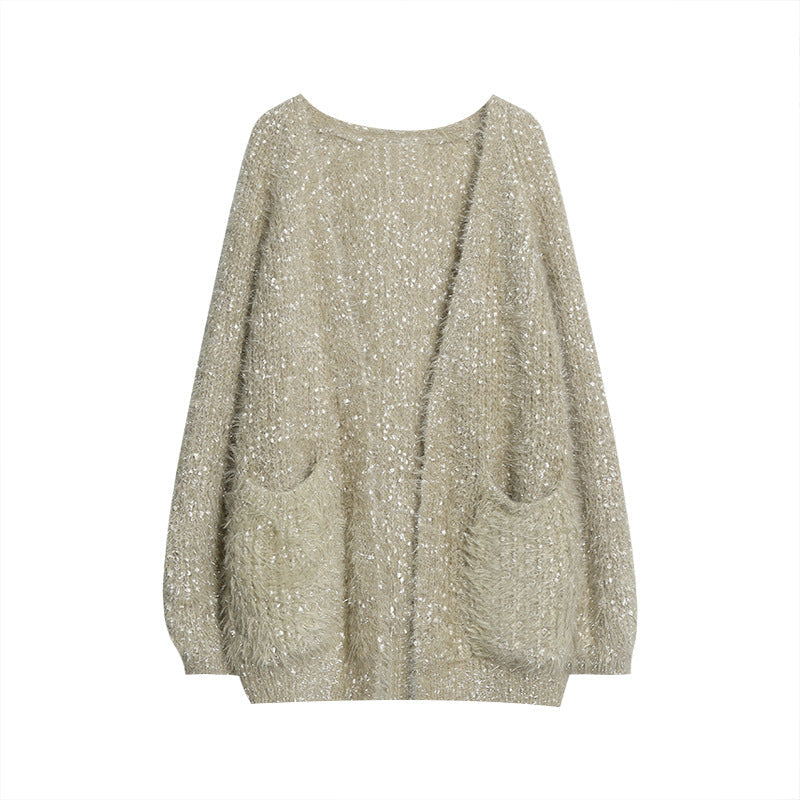 Women's Glitter Knit Cardigan in a Modern Casual Look