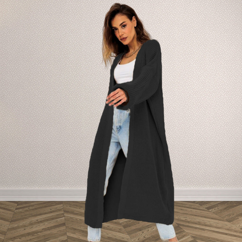Women's Open-Front Chunky Knit Coat with Deep Pockets