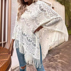 Elegant Poncho with Decorative Crochet Pattern