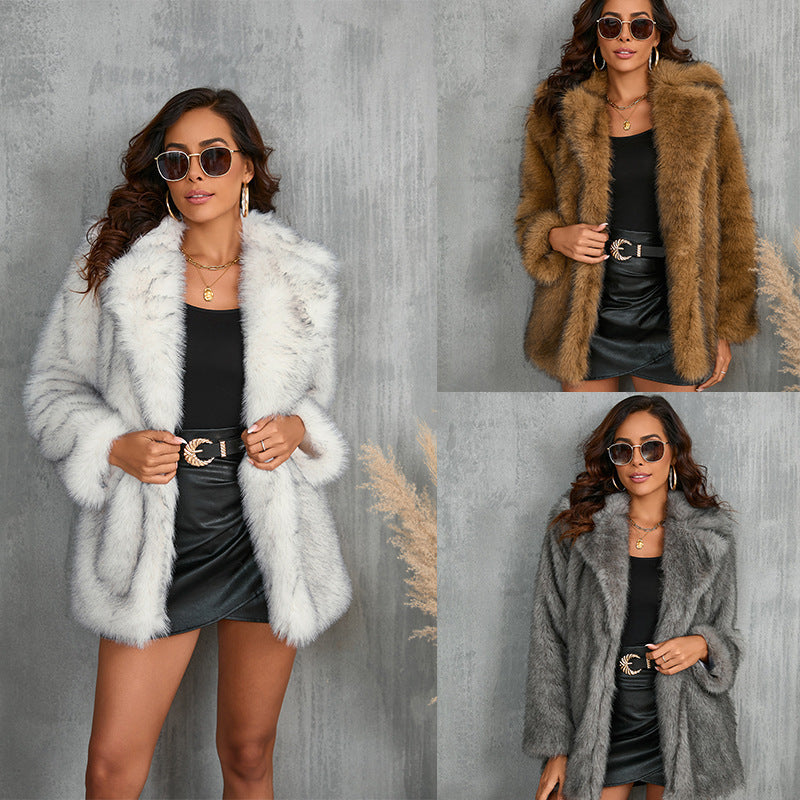 Women's Soft Luxury Faux Fur Coat with Elegant Cut