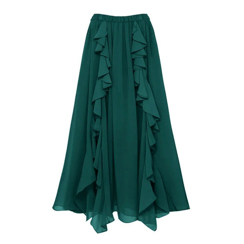 Women's Swimsuit Set with Voluminous Ruffle Details and Elegant Over-Skirt