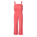 Flowing Jumpsuit with Ruffle Details and Spaghetti Straps