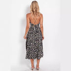 Women's Elegantly Cut Maxi Dress with Floral Pattern and V-Neck
