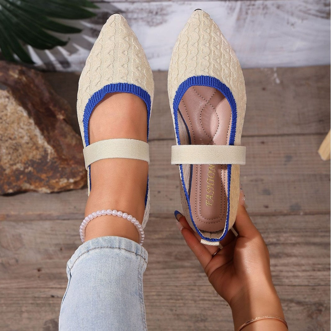 Women's Ballet Flats with Elastic Strap Design