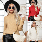 Women's Chunky Knit Sweater with High Neck