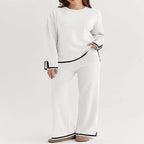 Women's Lounge Set with Wide Cut and Contrast Cuffs