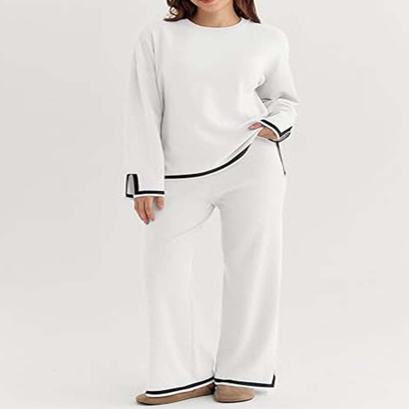 Women's Lounge Set with Wide Cut and Contrast Cuffs