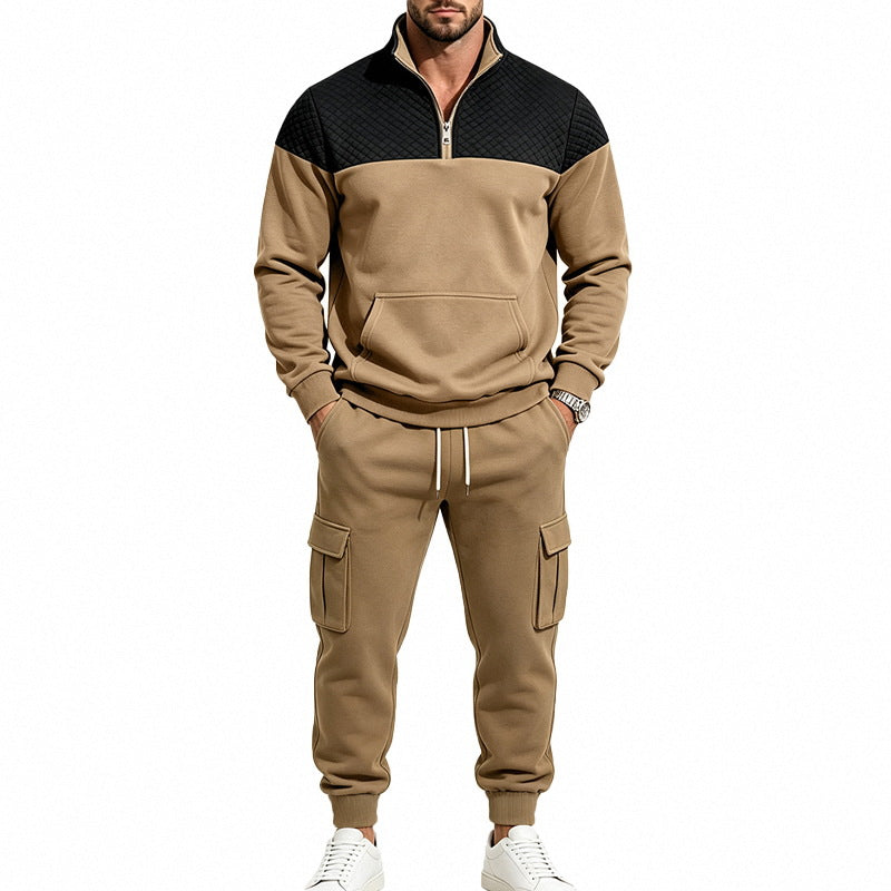 Men's Leisure Training Suit with Quilted Details
