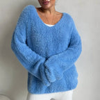 Women's Fluffy V-Neck Sweater