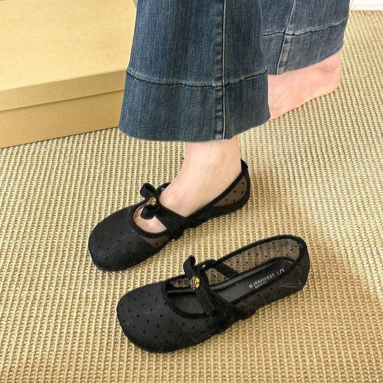 Women's Ballet Flats with Decorative Strap and Comfort Footbed