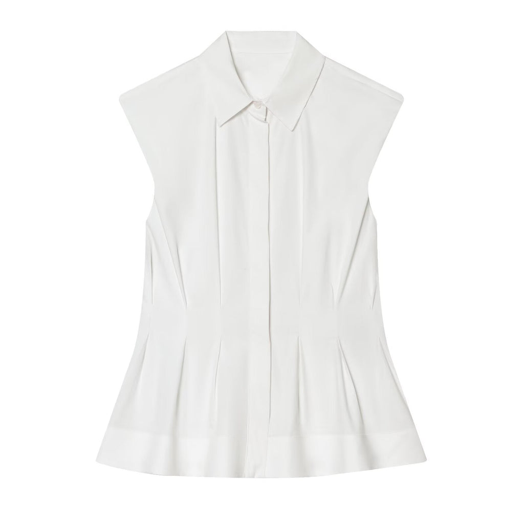 Women's Sleeveless Blouse with Tailored Fit and Collar