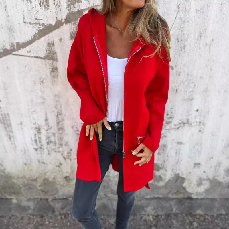 Elegant Women's Jacket with Zipper and Pockets