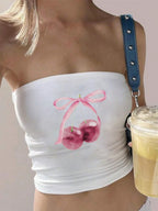 Women's Bandeau Top with Bold Statement Print