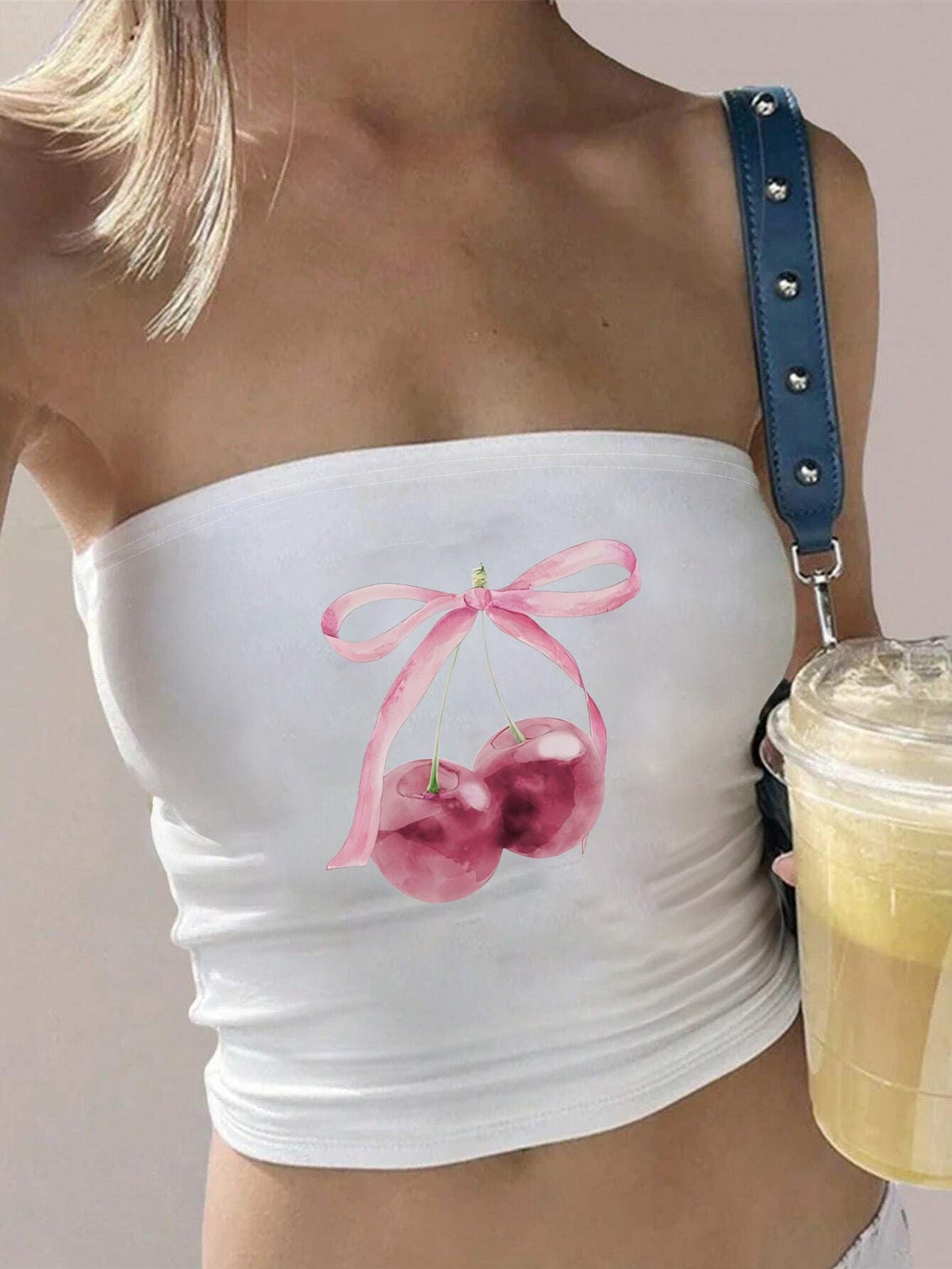 Women's Bandeau Top with Bold Statement Print
