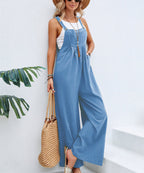 Women's Casual Wide-Leg Jumpsuit with Fashionable Straps