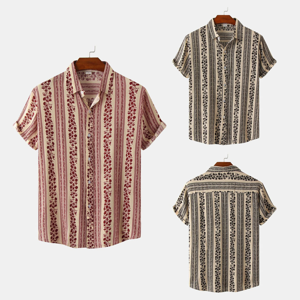 Women's Short-Sleeve Shirt with Floral Patterns