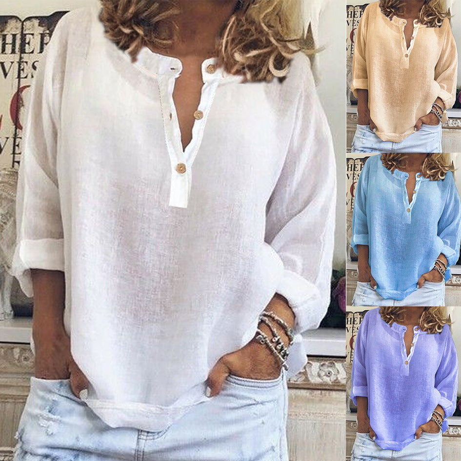 Blouse with Button Placket and Intuitive Cut