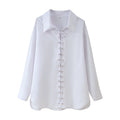 Blouse with Ruffle Design and Elegant Lacing
