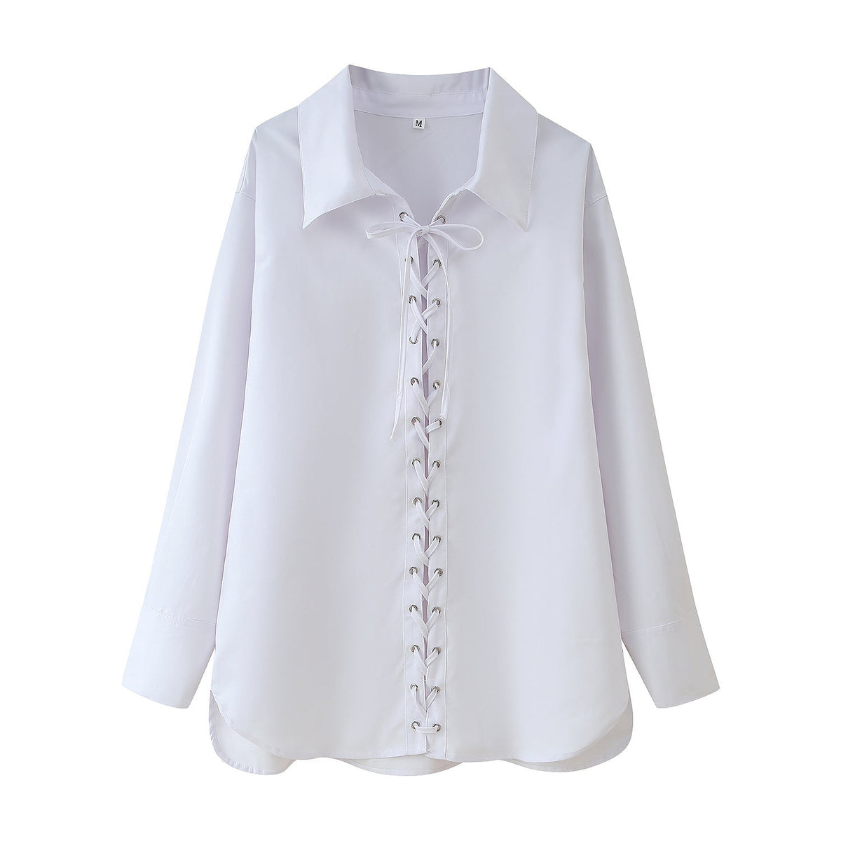 Blouse with Ruffle Design and Elegant Lacing