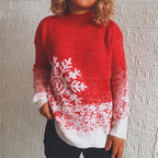 Women's Festive Knit Sweater with Winter Snowflake Motif