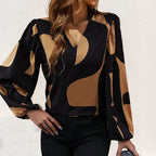 Women's Blouse with Geometric Pattern and Loose Fit